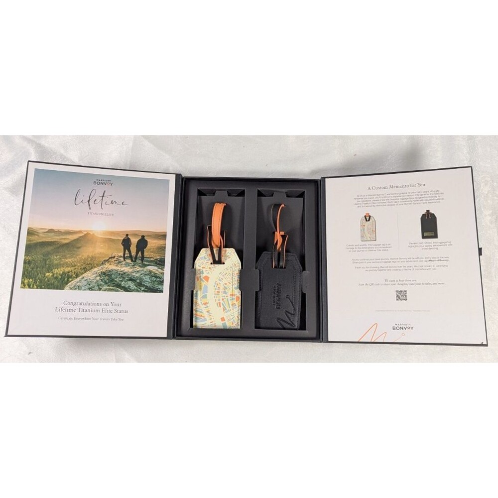 Marriott Bonvoy Lifetime Titanium Elite Luggage Tags Gift Box Set of 2 - New